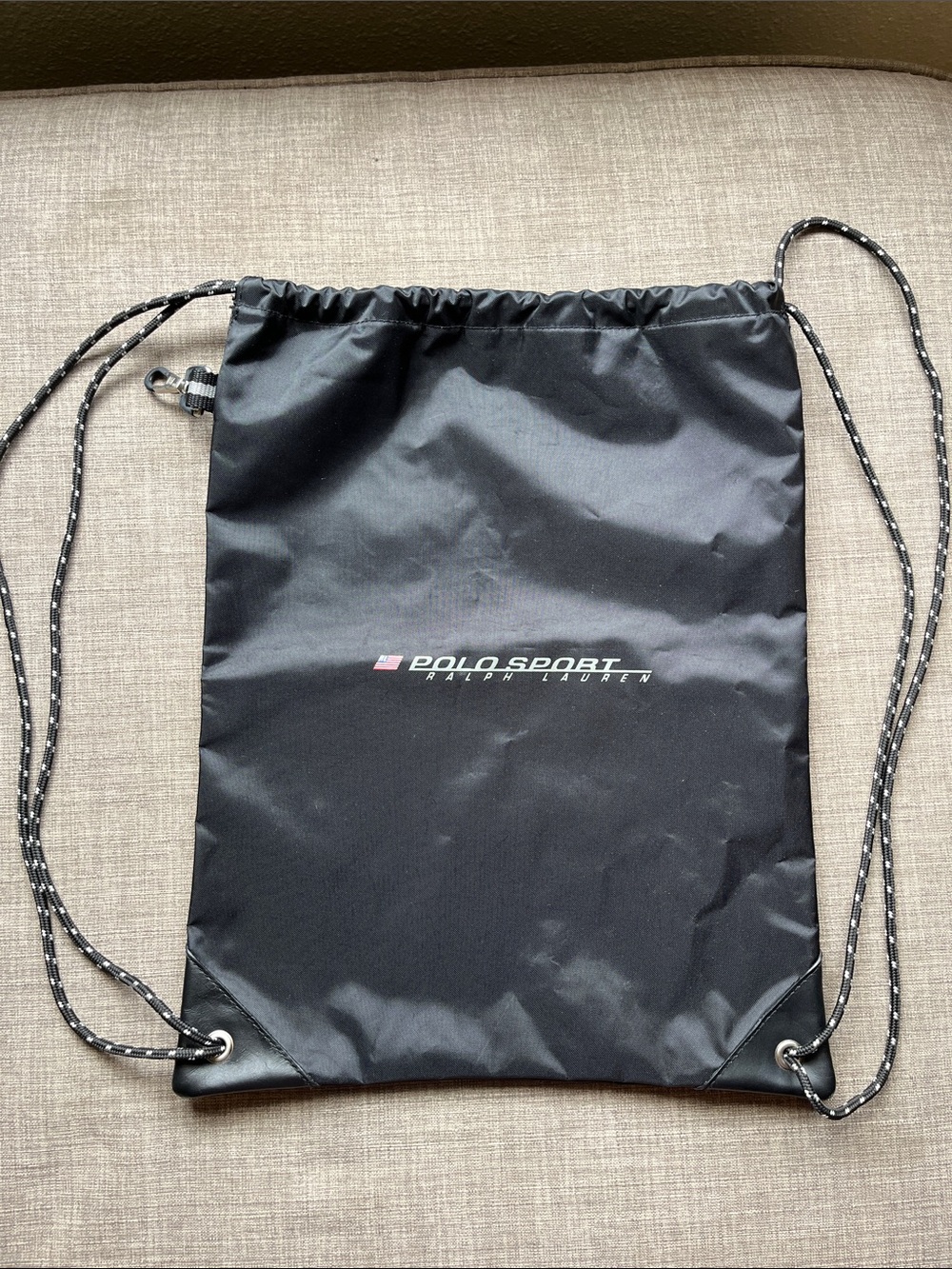 Vintage Ralph Lauren POLO Sport Black Drawstring Bag Travel
